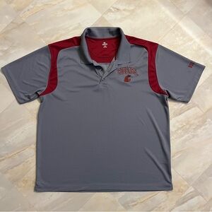 Men’s Knights Apparel WSU Cougars Golf Polo Shirt Gray Crimson 2XL XXL